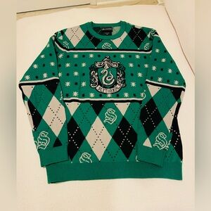 Men’s Slytherin Green Argyle Sweater Wizarding World of Harry Potter Size Medium